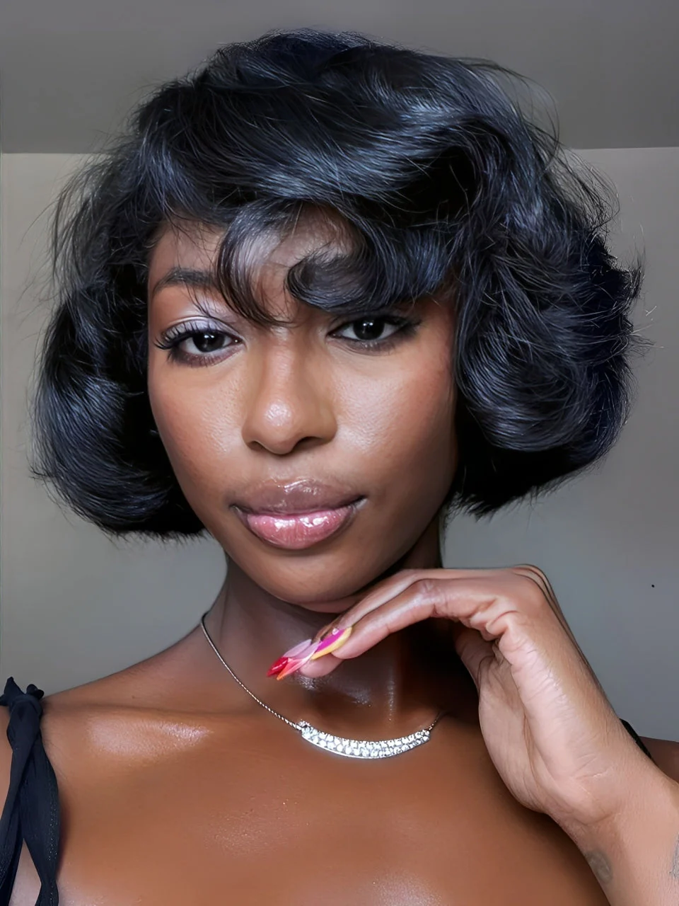 CurlyMe Wear Go Blow Out Straight Bob 7x5 HD Lace Glueless Wig Pre-Bleached Tiny Knots - Image 7