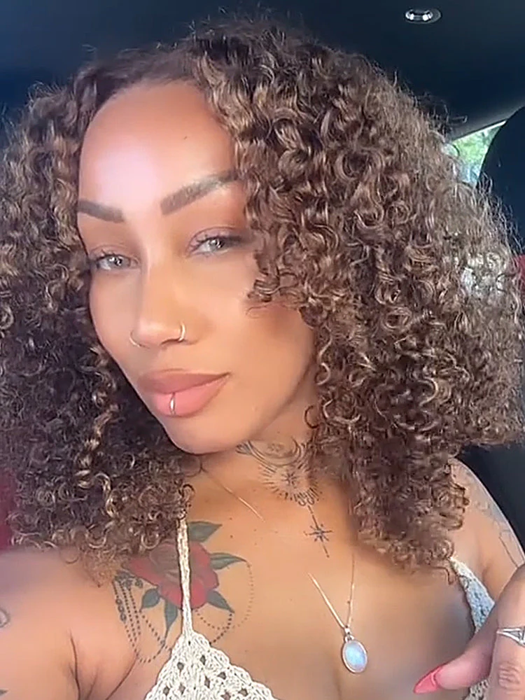 CurlyMe Wear Go Glueless Highlights Ombre Hair Pre-cut Lace Kinky Curly Wig - Image 12