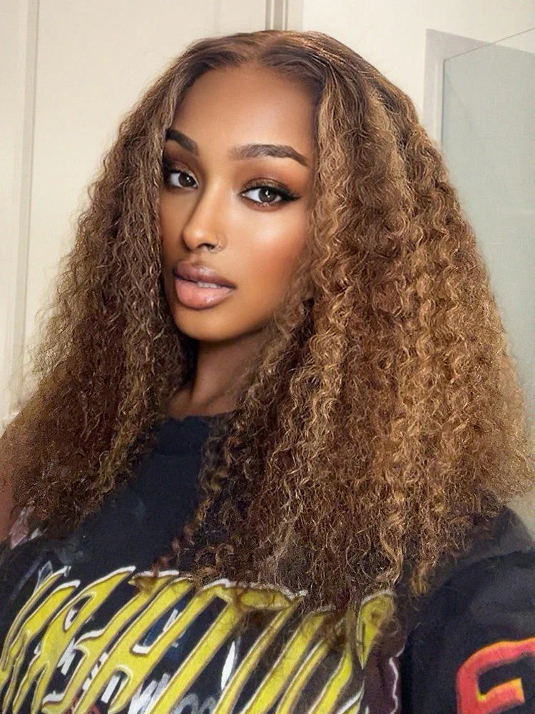 CurlyMe Wear Go Glueless Highlights Ombre Hair Pre-cut Lace Kinky Curly Wig - Image 13