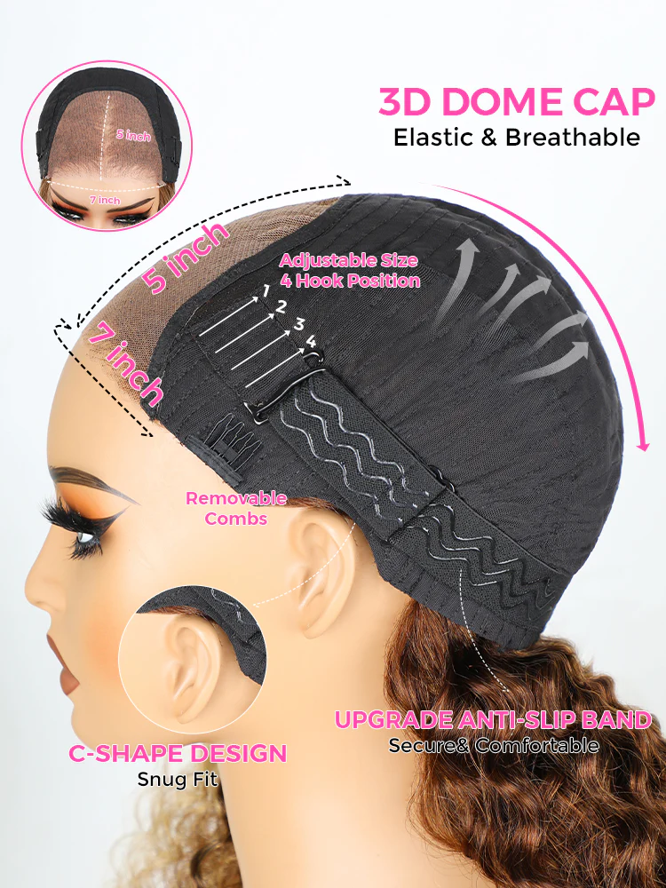 CurlyMe Wear Go Glueless Highlights Ombre Hair Pre-cut Lace Kinky Curly Wig - Image 8