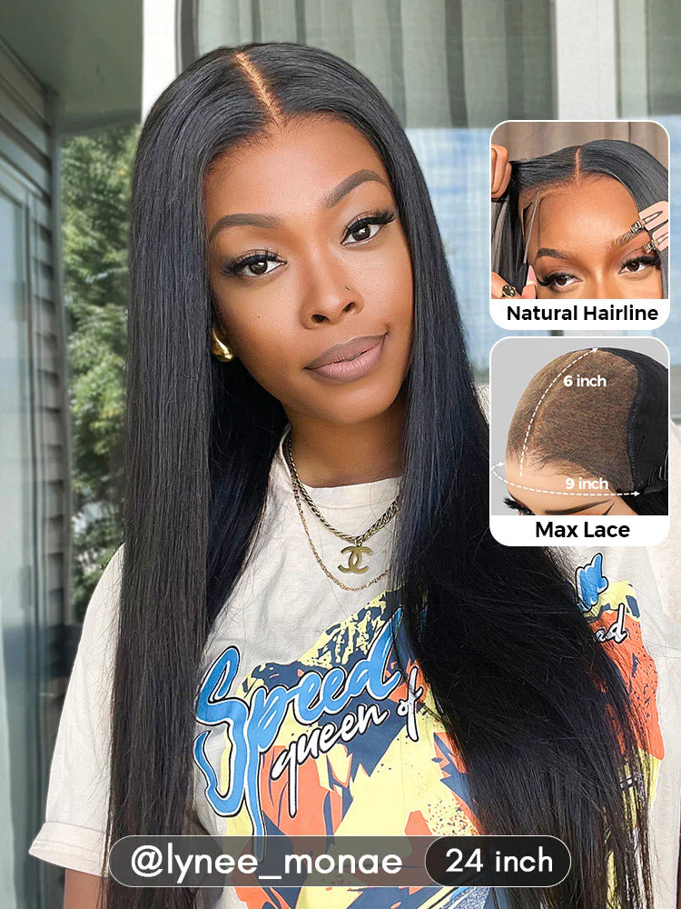 CurlyMe 9x6 HD Lace M-cap Wear Go Glueless Mini Knots Straight Hair Pre-cut Lace Front Wig Pre-plucked - Image 3