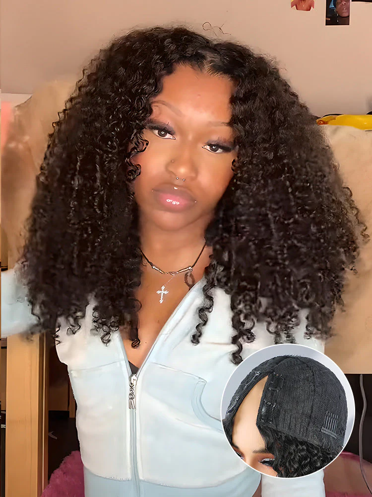 CurlyMe Kinky Curly V Part Wig Human Hair Glueless Wig Pre-plucked - Image 5