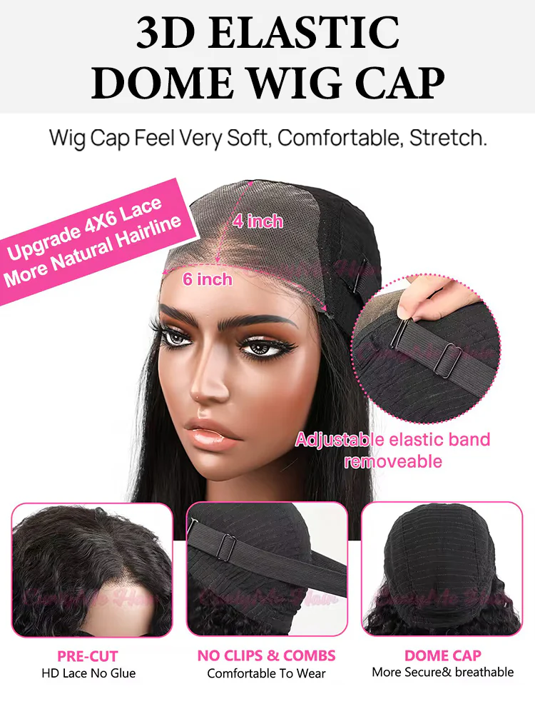 CurlyMe Wear Go Body Wave Human Hair Pre-cut HD Lace Glueless Wig Pre-plucked - Image 6