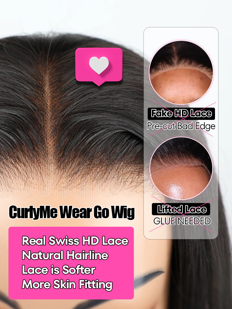 CurlyMe Wear Go Body Wave Human Hair Pre-cut HD Lace Glueless Wig Pre-plucked - Image 7