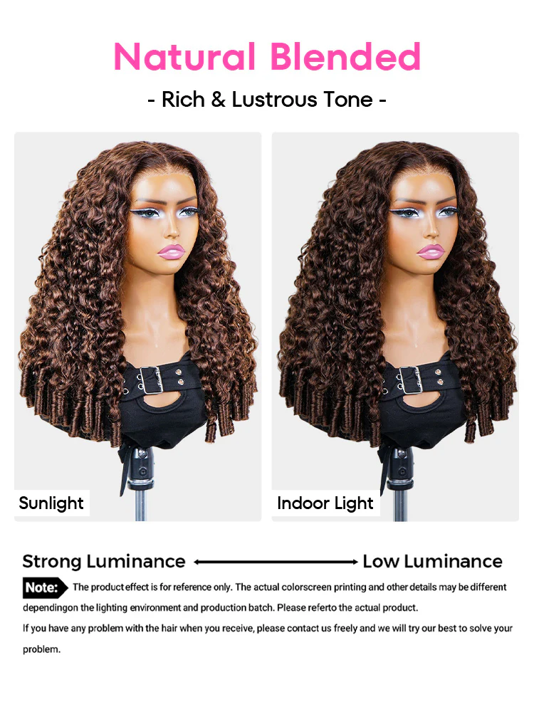 CurlyMe Mocha Mousse Color Burmese Curly Human Hair 7x5 Pre-Cut Lace Wear Go Glueless Wig With Elastic Draw-string - Image 12