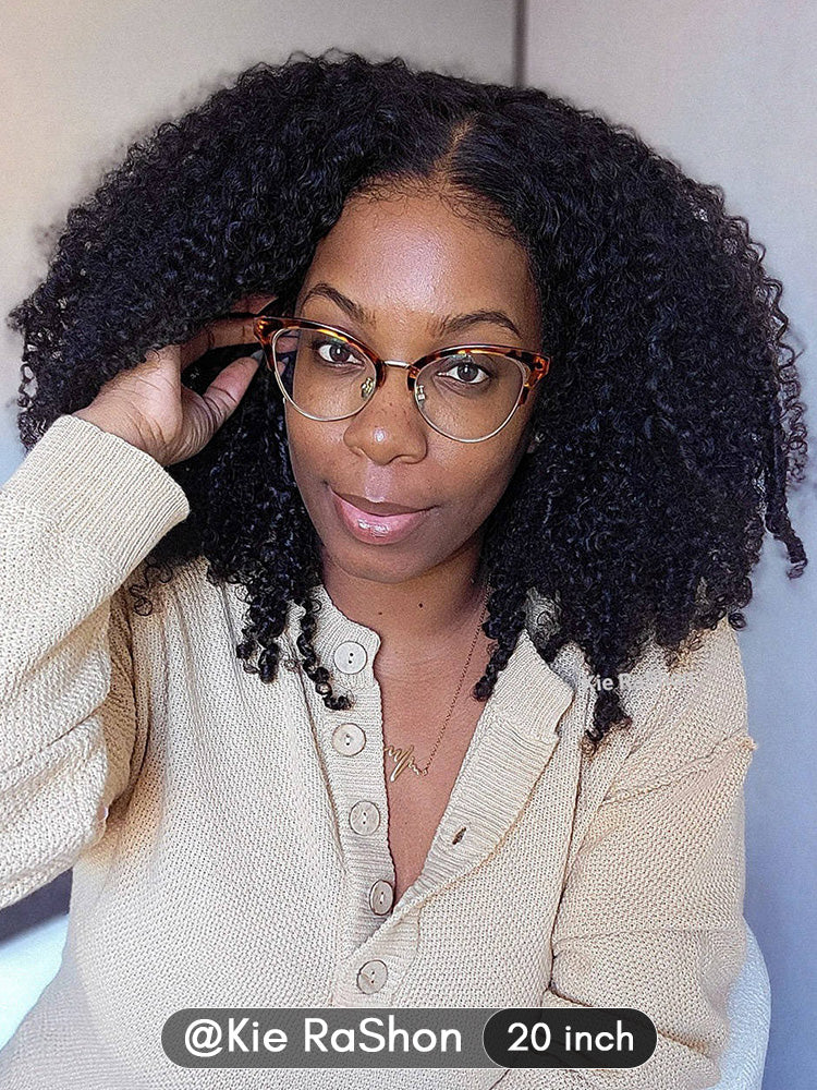 CurlyMe Wear Go Pre-bleached Afro Kinky Curly Glueless Wig Pre-cut HD Lace Pre-plucked - Image 2