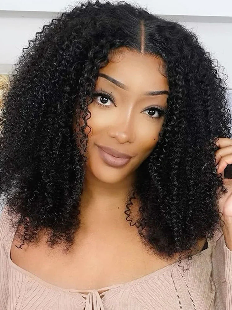 CurlyMe Wear Go Pre-bleached Afro Kinky Curly Glueless Wig Pre-cut HD Lace Pre-plucked - Image 6