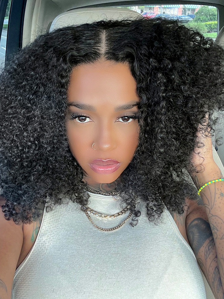 CurlyMe Pre-bleached Knots Easy to Wear Glueless Pre-cut HD Lace Kinky Curly Wig Pre-plucked - Image 9