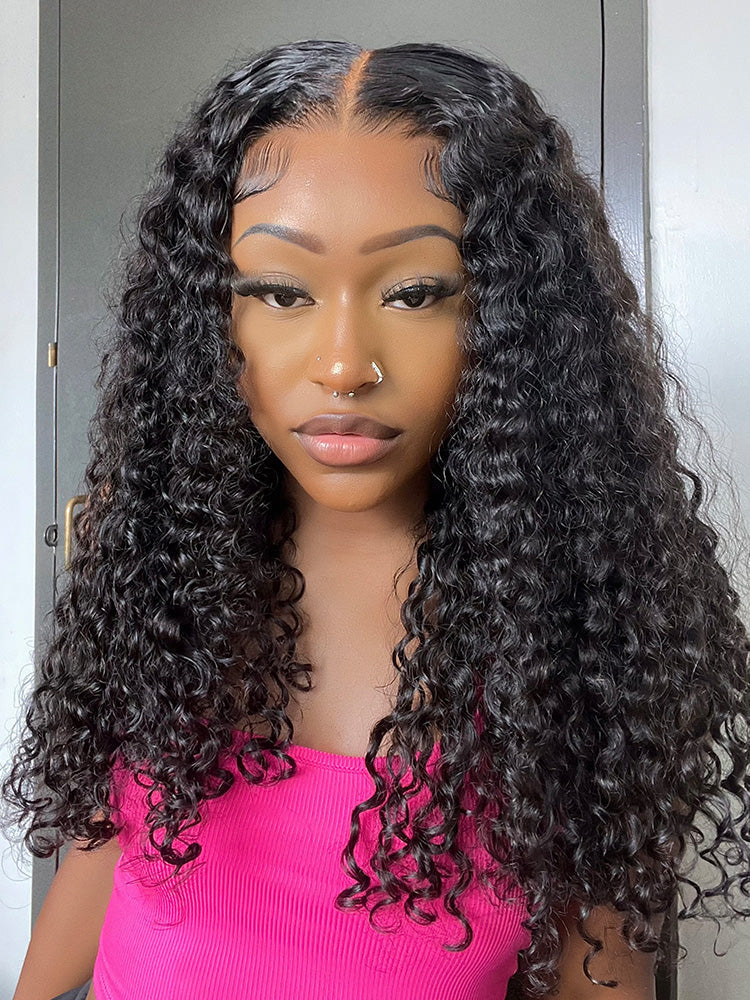 CurlyMe Pre-bleached Water Wave Wear Go Glueless Pre-cut HD Lace Wig Pre-plucked - Image 5