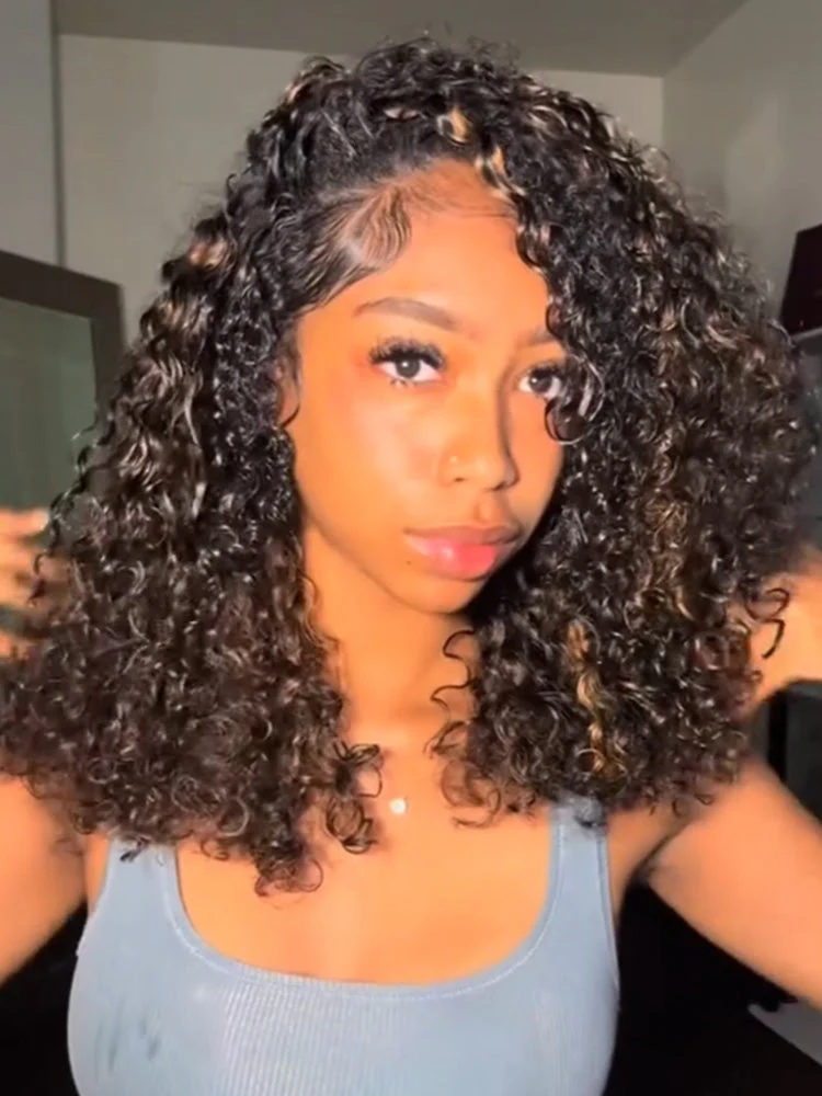 CurlyMe Wear Go Glueless Balayage Highlight Ombre Brown Water Wave Wig Pre-plucked - Image 4