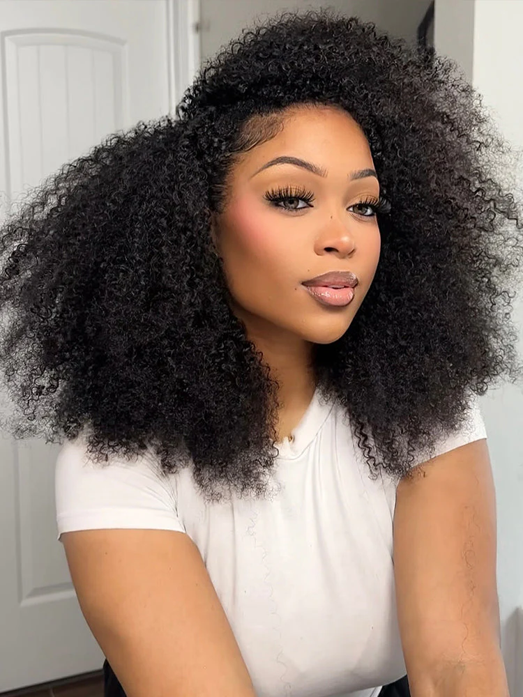 CurlyMe 3 In 1 Half Wig Afro Kinky Curly Glueless Install Half Wig With Draw-string Beginner Friendly - Image 2