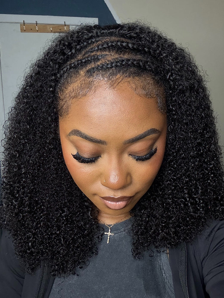 CurlyMe 3 In 1 Half Wig Afro Kinky Curly Glueless Install Half Wig With Draw-string Beginner Friendly - Image 4