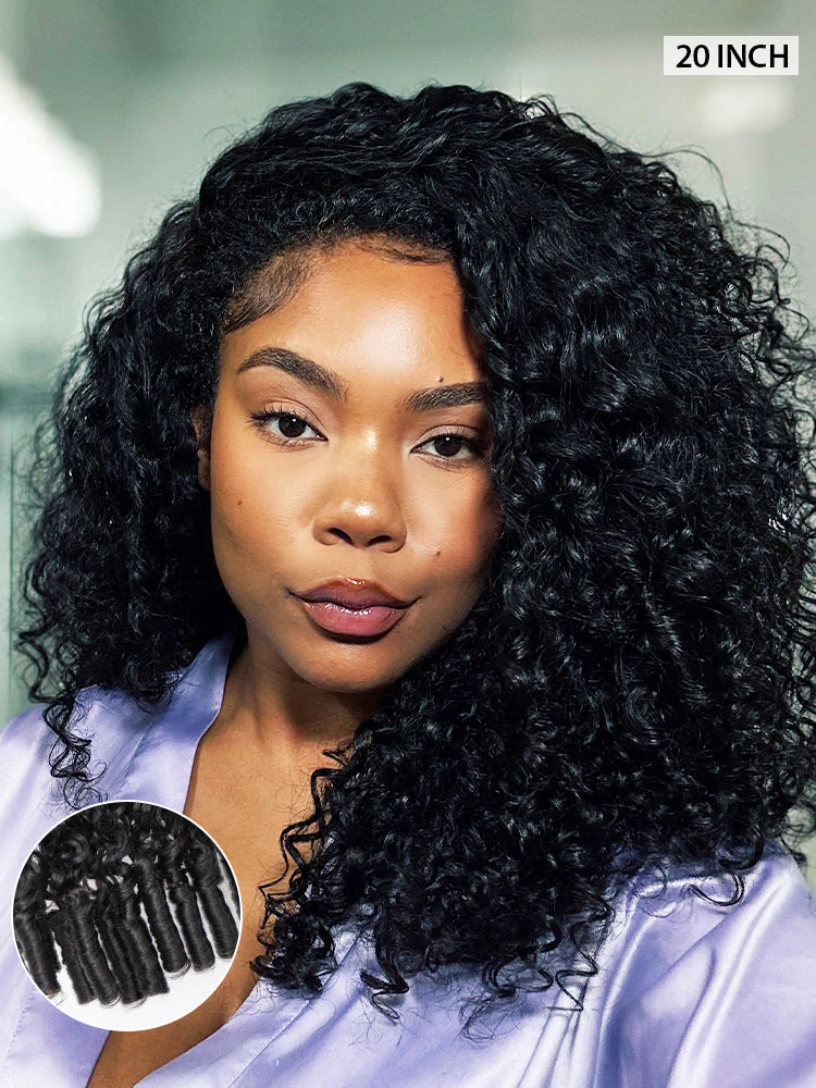 CurlyMe 3 In 1 Half Wig Burmese Curly Glueless Install Half Wig With Adjustable String Beginner Friendly - Image 4