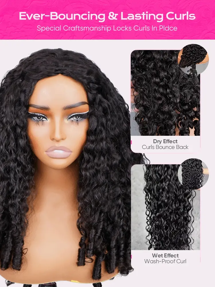 CurlyMe 3 In 1 Half Wig Burmese Curly Glueless Install Half Wig With Adjustable String Beginner Friendly - Image 7