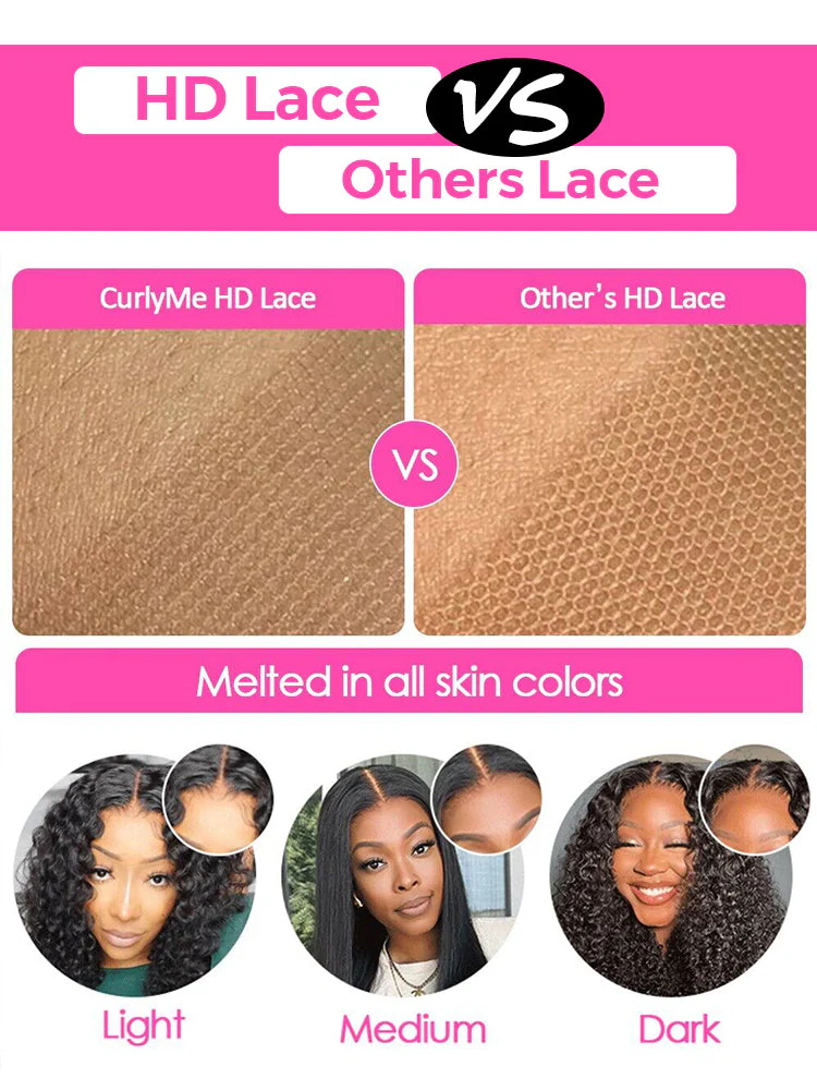 CurlyMe Pre-bleached Afro Kinky Curly Wear Go Glueless Pre-cut HD Lace Wig Pre-plucked - Image 12