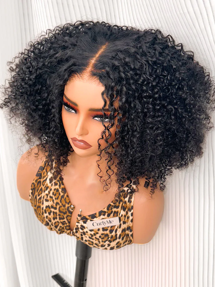 CurlyMe Pre-bleached Afro Kinky Curly Wear Go Glueless Pre-cut HD Lace Wig Pre-plucked - Image 6