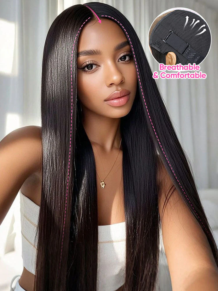 CurlyMe Pre-bleached Straight Hair Wear Go Glueless Wig 7x5 Pre-cut HD Lace Pre-plucked - Image 3