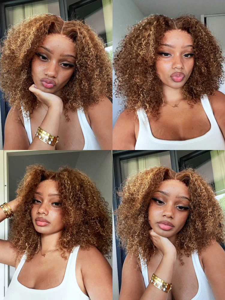 CurlyMe Wear Go Glueless Highlights Ombre Hair Pre-cut Lace Kinky Curly Wig - Image 9