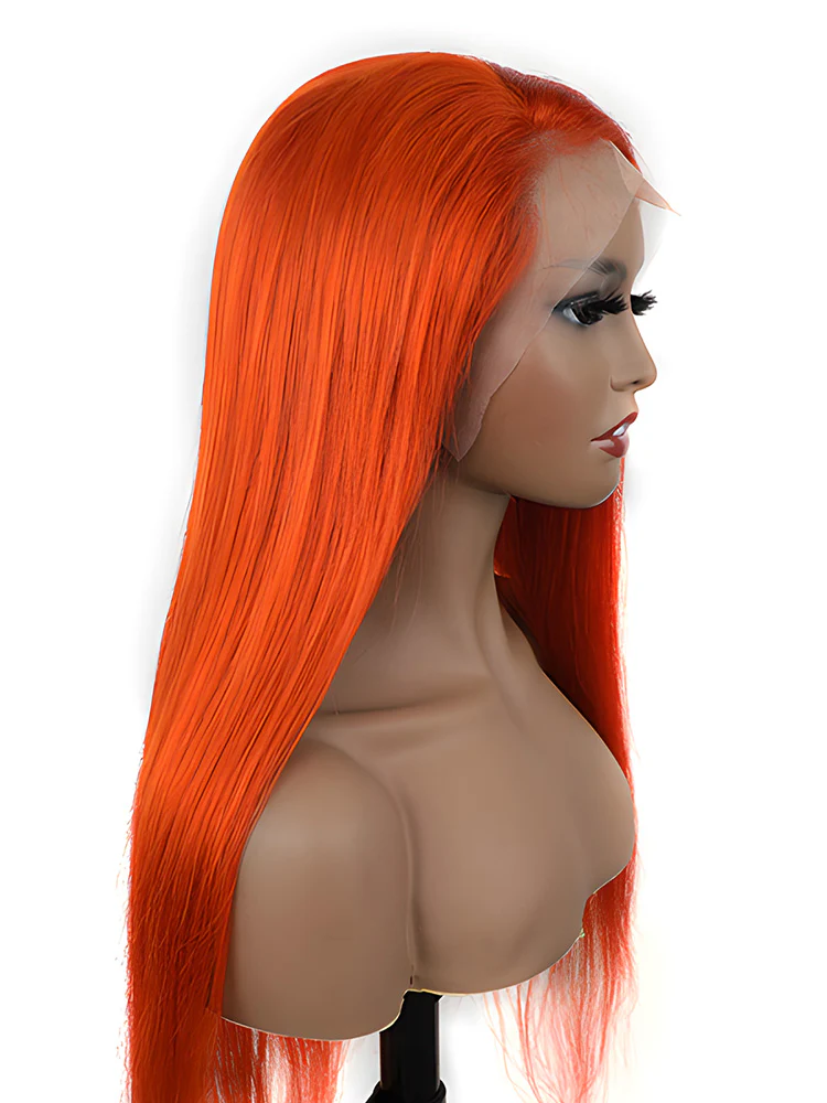 CurlyMe Bright Orange Straight Hair 13x4 Lace Front Wigs Remy Hair - Image 7
