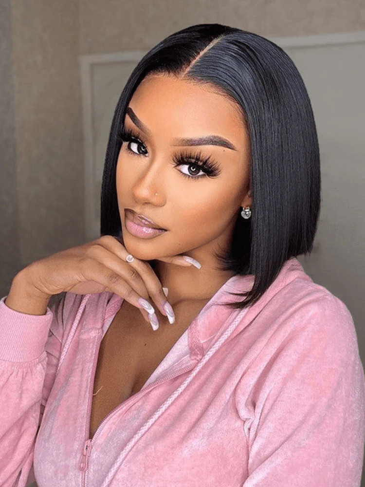 CurlyMe Pre Bleached Straight Glueless Bob Wig Pre Cut 7x5 HD Lace Wear Go Wig - Image 12
