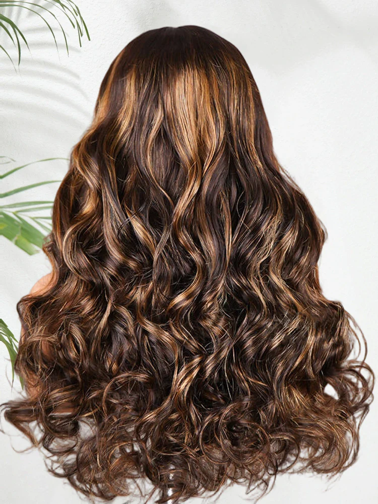 CurlyMe Highlight Balayage Color Body Wave 9x6 T Part Glueless Wig Pre-cut Lace Wear Go Wig - Image 7