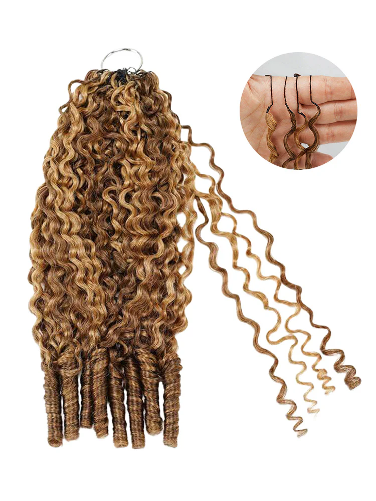 CurlyMe Highlights Ombre Burmese Curly Miracle Knots Feather Crochet Human Hair Reusable & Invisible Pre-Separated Knotless 100% Virgin Human Hair - Image 5