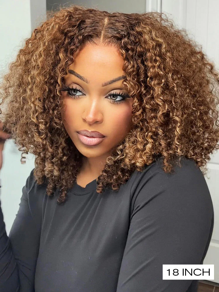 CurlyMe Wear Go Glueless Highlights Ombre Hair Pre-cut Lace Kinky Curly Wig - Image 4