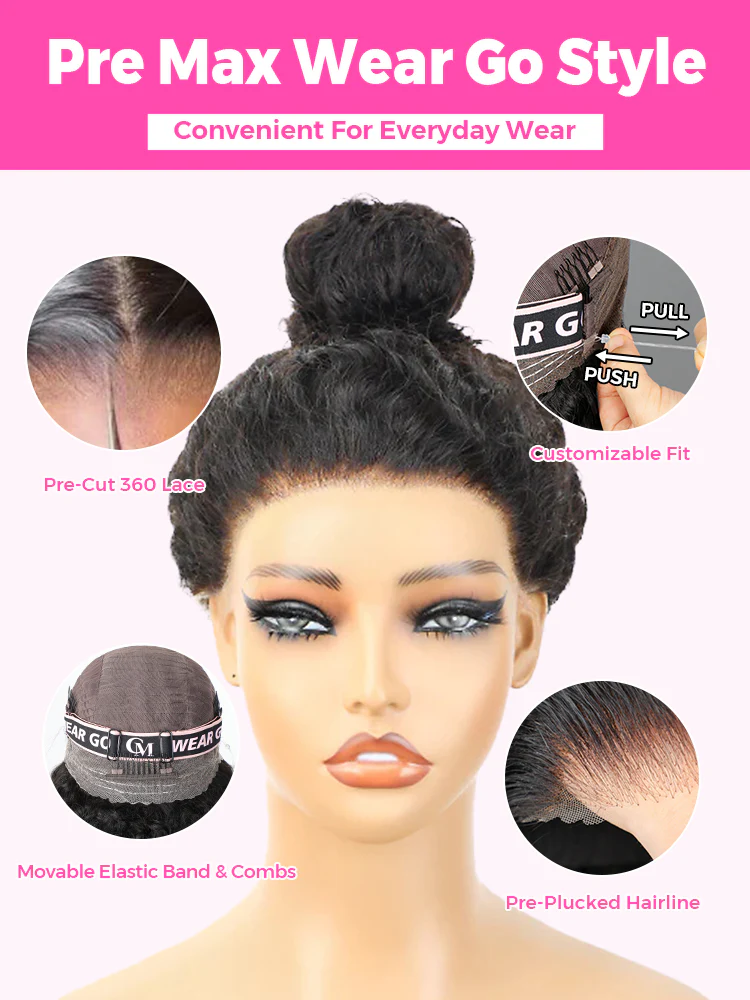 CurlyMe 360 Lace Wear Go Highlight Kinky Curly Hair Glueless Wigs Pre-Plucked Lace Front Wig - Image 7