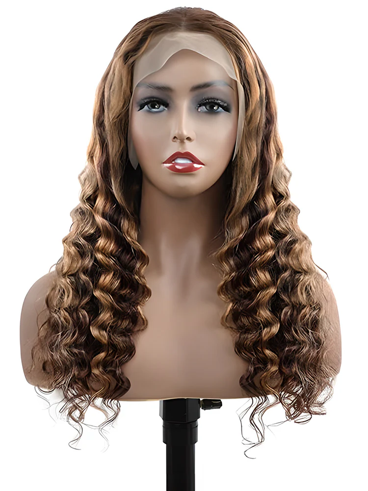 CurlyMe Highlights Ombre Loose Deep Wave Lace Wig Human Hair - Image 2