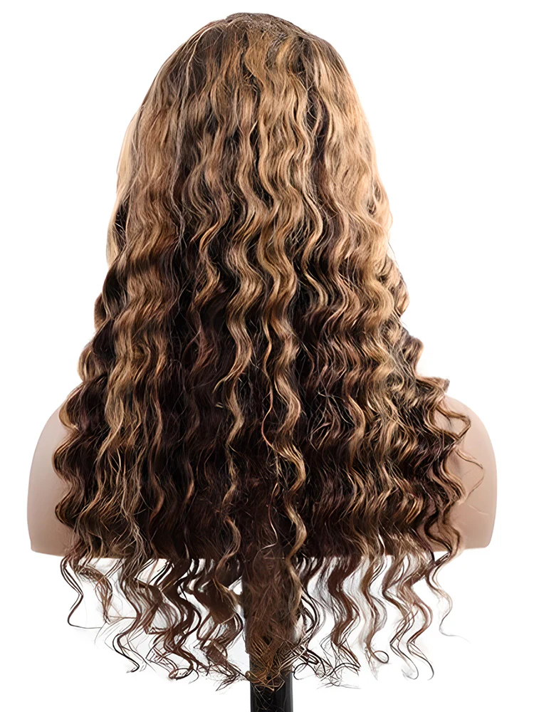 CurlyMe Highlights Ombre Loose Deep Wave Lace Wig Human Hair - Image 4