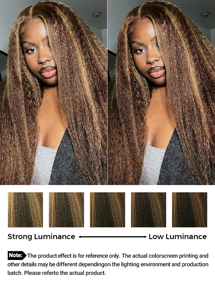 CurlyMe 4/27 Highlight Kinky Straight Wear Go Glueless Wig Pre-plucked with Natural Hairline - Image 12