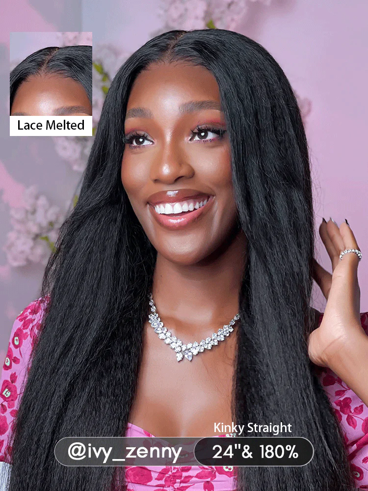 CurlyMe 7x5 HD Lace Glueless Kinky Straight Wig Wear Go Pre Cut Lace Wig - Image 13