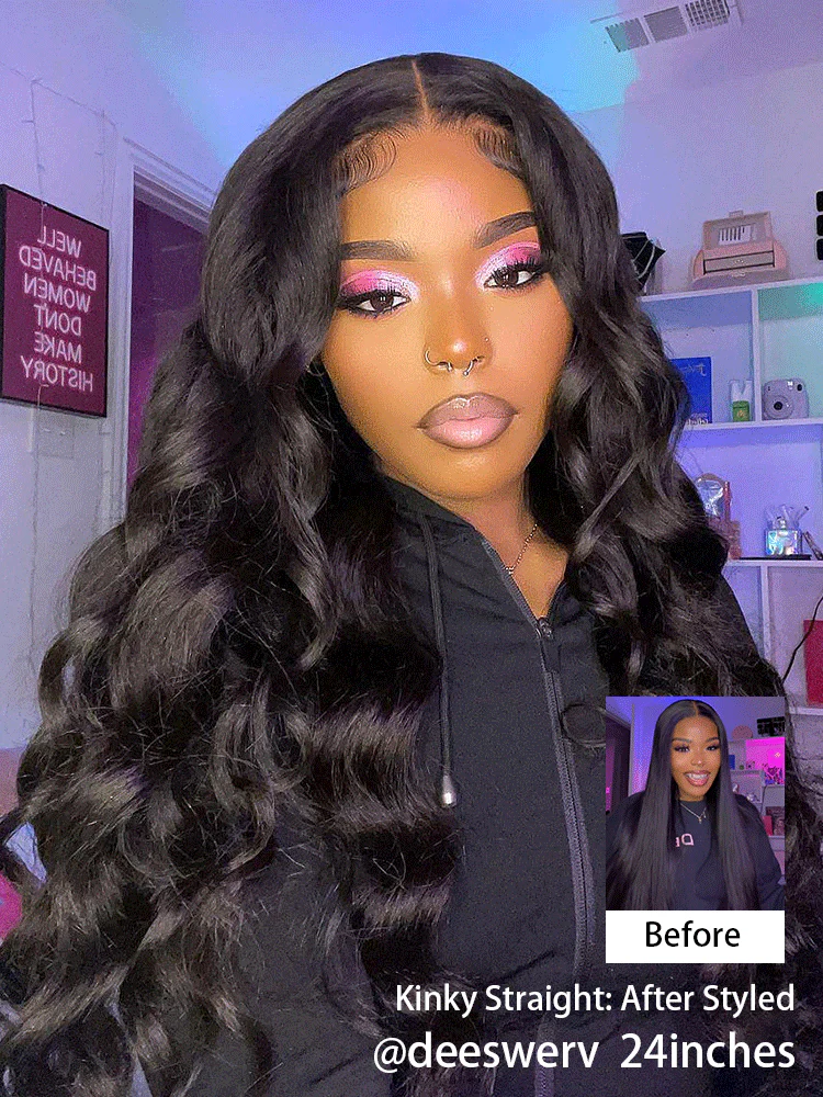 CurlyMe 7x5 HD Lace Glueless Kinky Straight Wig Wear Go Pre Cut Lace Wig - Image 6