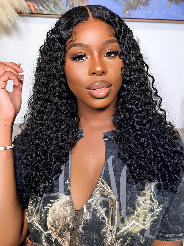 CurlyMe Pre-Cut HD Lace Glueless Water Wave Wig Wear Go Pre Cut Lace Closure Wig