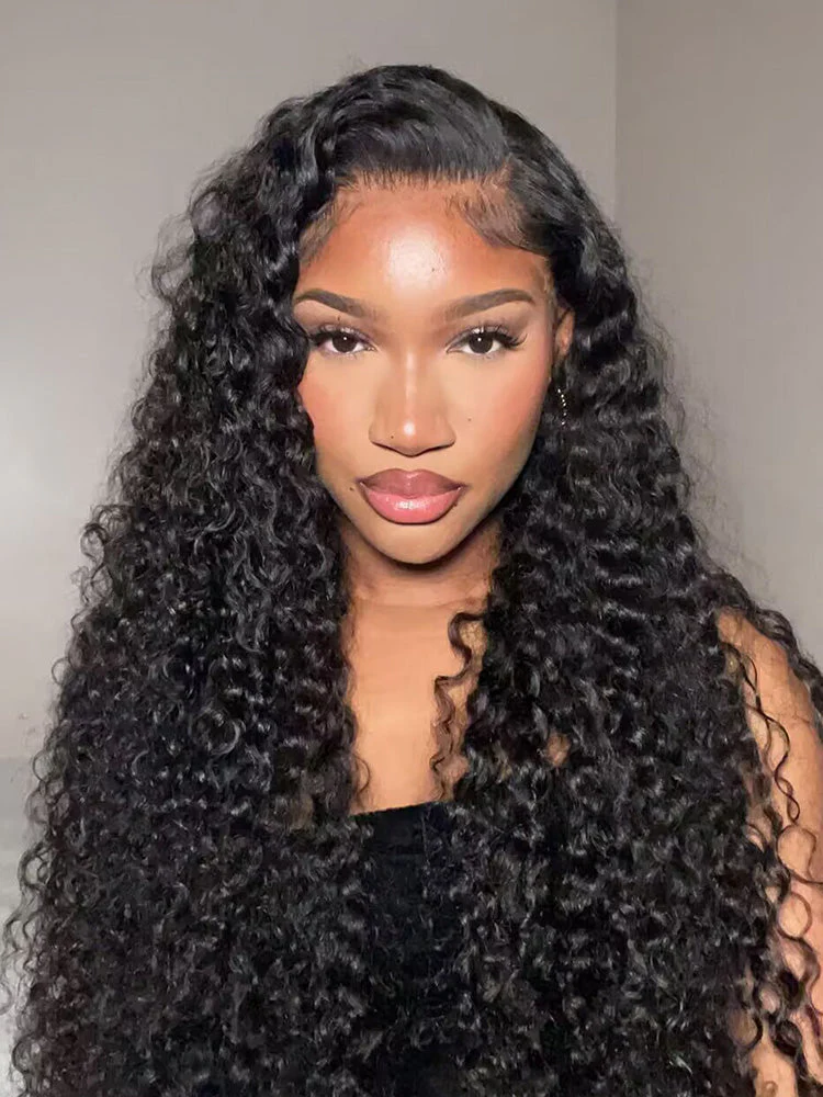 CurlyMe Hot Curly Pre-bleached Deep Wave 13x4 HD Lace/Transparent Lace Frontal Wigs - Image 2