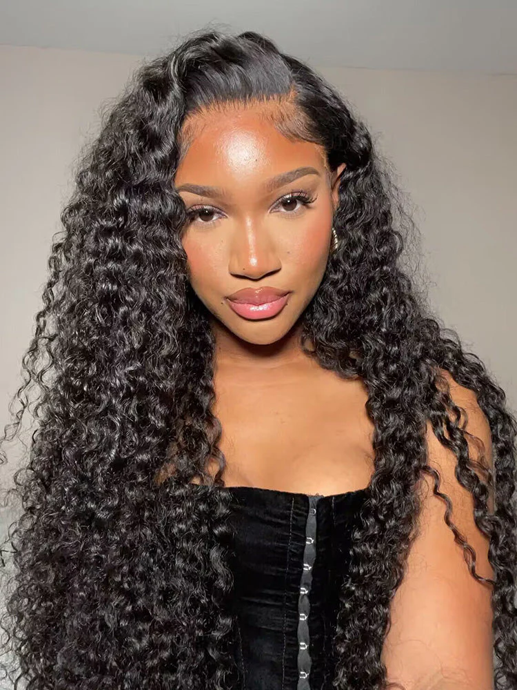 CurlyMe Hot Curly Pre-bleached Deep Wave 13x4 HD Lace/Transparent Lace Frontal Wigs - Image 8