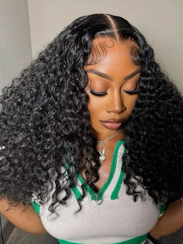 CurlyMe Hot Curly Pre-bleached Deep Wave 13x4 HD Lace/Transparent Lace Frontal Wigs - Image 9