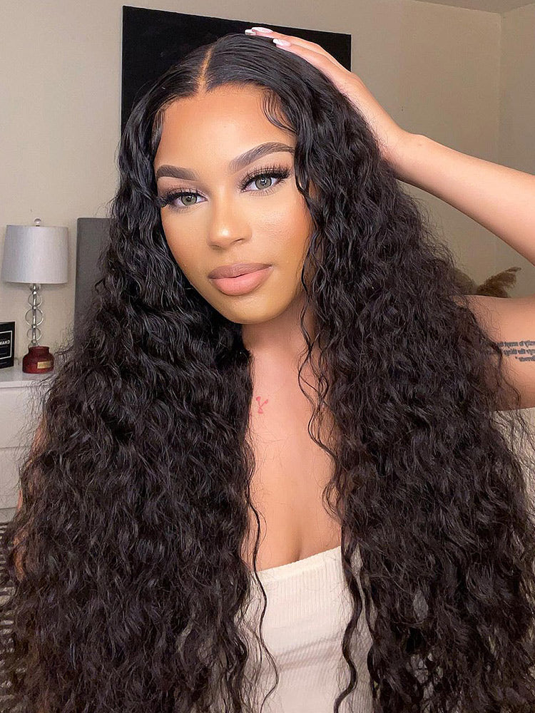 CurlyMe Popular Natural Wave Pre-bleached 13x4 Swiss HD Lace/Transparent Lace Front Wigs Human Hair