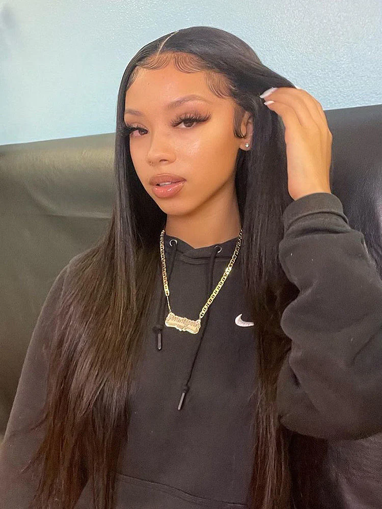 CurlyMe Pre-bleached 13x4 Swiss HD Lace/Transparent Lace Wigs Straight Long Hair Lace Front Wigs - Image 12