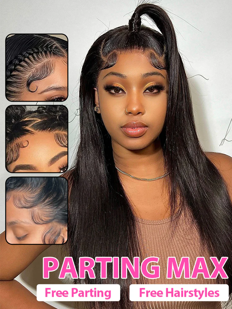 CurlyMe Pre-bleached 13x4 Swiss HD Lace/Transparent Lace Wigs Straight Long Hair Lace Front Wigs - Image 3
