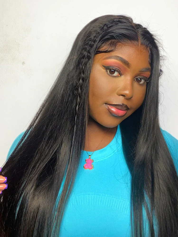 CurlyMe Pre-bleached 13x4 Swiss HD Lace/Transparent Lace Wigs Straight Long Hair Lace Front Wigs - Image 6