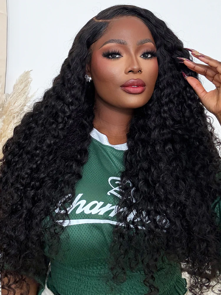 CurlyMe 13x4 Swiss HD Lace Frontal Pre-bleached Water Wave Hair Pre plucked Lace Front Wigs - Image 7