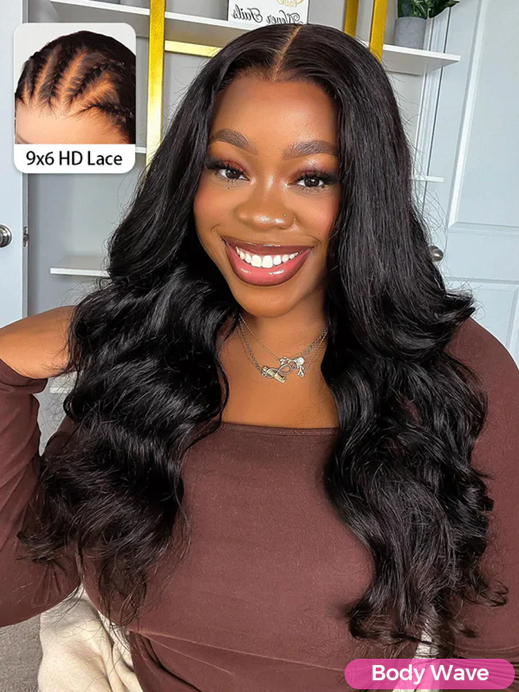 CurlyMe Pre Everything 9x6 HD Lace Front Wig Glueless Wear Go Pre Plucked Natural Black Hair - Image 4