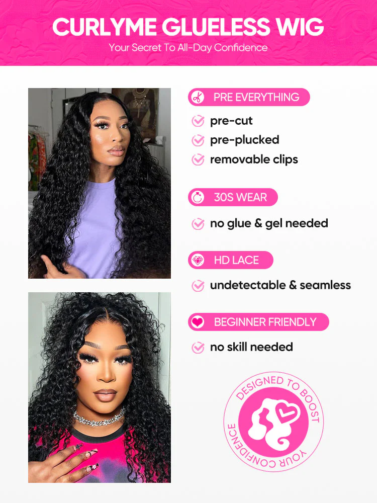 CurlyMe Easy Wear Glueless 7X5 HD Lace Pre-Styled Human Hair Wig - Beginner Friendly - Image 11