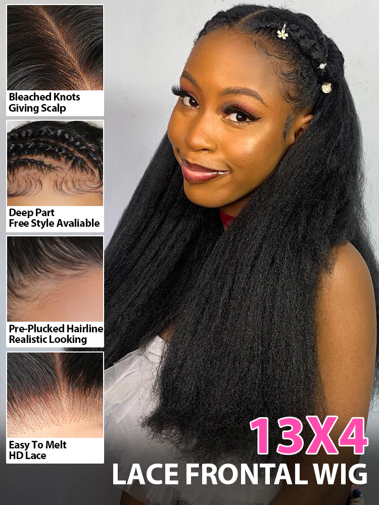 CurlyMe Pre Bleached Human Hair 13x4/13x6 Swiss Lace Front Wig Pre Plucked - Image 13