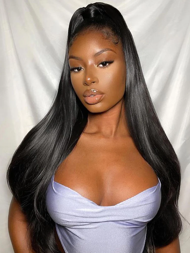 CurlyMe Pre Bleached Human Hair 13x4/13x6 Swiss Lace Front Wig Pre Plucked - Image 3