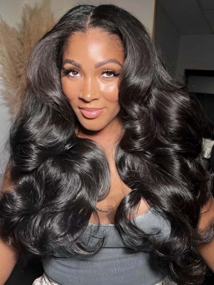 CurlyMe Pre Bleached Human Hair 13x4/13x6 Swiss Lace Front Wig Pre Plucked - Image 7