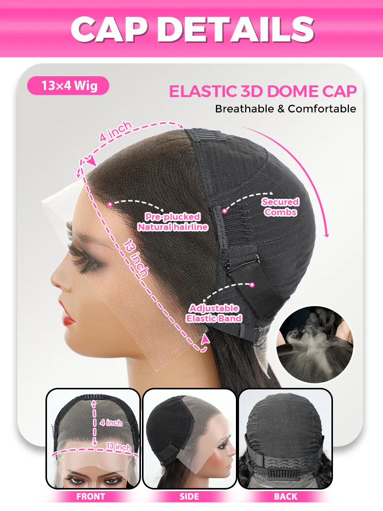 CurlyMe Pre Bleached Human Hair 13x4/13x6 Swiss Lace Front Wig Pre Plucked - Image 9