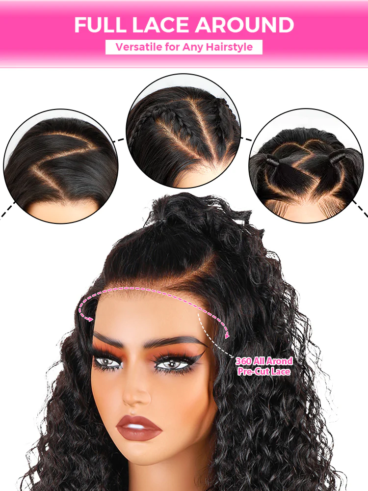 CurlyMe 360 Lace Glueless Wear & Go Pre-Bleached Human Hair Wig – Pre-Cut Lace & Pre-Plucked - Image 11