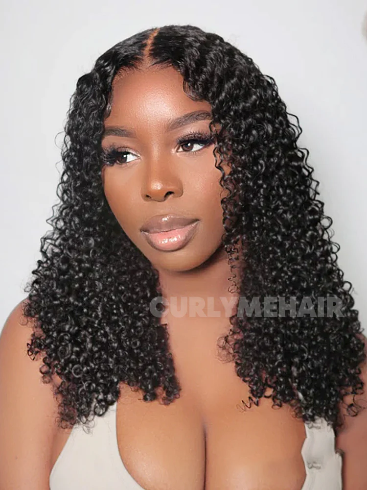 CurlyMe Virgin Human Hair Pre-bleached Kinky Curly 13x4 Swiss HD Lace Wigs Pre Plucked - Image 4